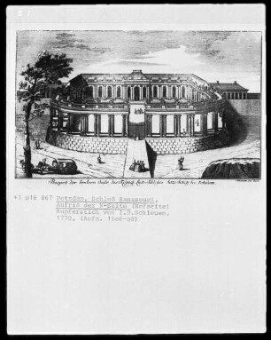 Potsdam, Schloss Sanssouci, Aufriss der Nordseite (Hofseite)