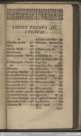 Index Primus Auctorum