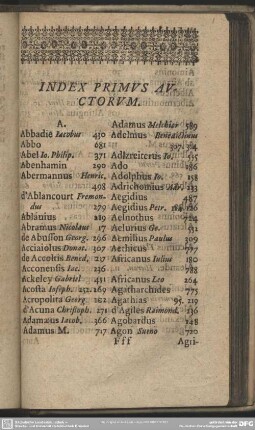 Index Primus Auctorum
