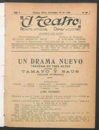 1921004000: Un drama nuevo : tragedia en tres actos