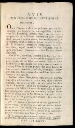 Avis Aux Électeurs Du Département
