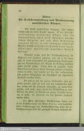 Ueber die Selbstentzündung und Verbrennung menschlicher Körper