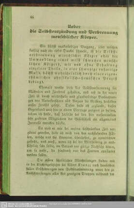 Ueber die Selbstentzündung und Verbrennung menschlicher Körper