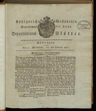 Nro. 1. Mittwoch, den 2ten Januar 1811 [-] Nro. 10. Sonnabend, den 2ten Februar 1811