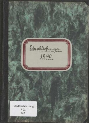 Namensverzeichnis Heiratsregister Lemgo 1940