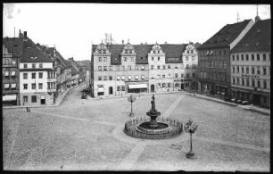 Torgau. Markt mit Brunnen, Goldener Anker, Bäckerstraße
