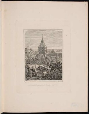 Aussicht vom oberen Burgzwinger gegen das Thiergärtner & neue Thor. - Tiergärtnertor, Nürnberg; Neutor, Nürnberg