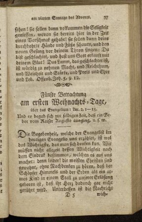 Fünfte Betrachtung am ersten Weihnachts-Tage, [...]