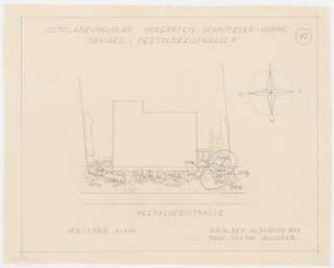 Gartenanlagen und Gärten Wohngebiet Burgfeld, Neviges: Bepflanzungsplan für den Vorgarten Schnitzler-Hoppe, Pestalozzistr. 8: Grundriss 1:100