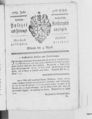 31tes Stück., Ausgabe vom 4. August 1779