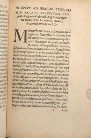 In Epist. Ad Hebrae. Pref. R.P. Ac D.D. Sylvestro Episcopo Vuigorniensi ... Erasmus Roterodamus S.D.
