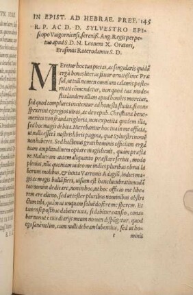 In Epist. Ad Hebrae. Pref. R.P. Ac D.D. Sylvestro Episcopo Vuigorniensi ... Erasmus Roterodamus S.D.