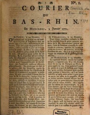 Courier du Bas-Rhin. 1771
