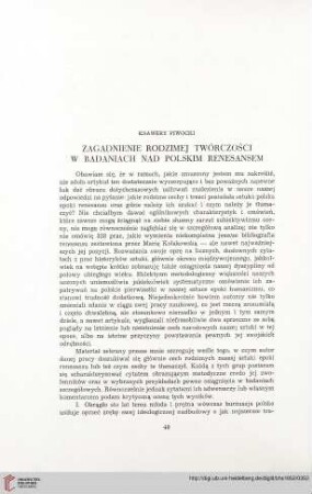 14: Zagadnienie rodzimej twórczości w badaniach nad polskim renesansem