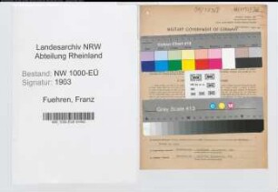 Entnazifizierung Franz Fuehren, geb. 14.10.1891 (Rektor)