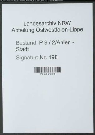 Sterberegister Standesamt Ahlen-Stadt
