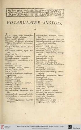 Vocabulaire anglois
