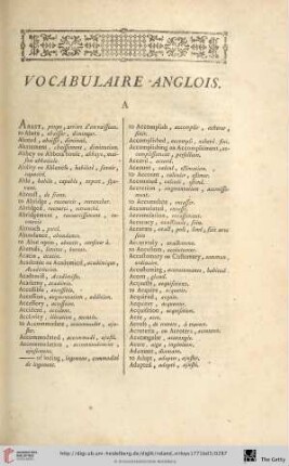 Vocabulaire anglois