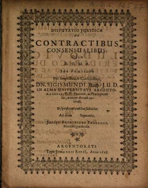 Disputatio Iuridica De Contractibus