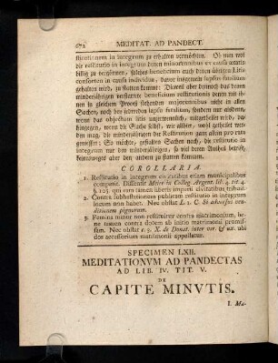 672-682, Ad Lib. IV. D. Tit. V. De Capite Minutis