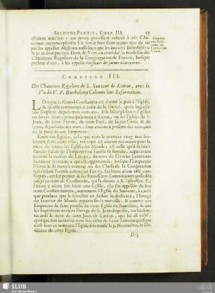 Chapitre III. Des Chanoines Reguliers de S. Sauveur de Latran, avec la Vie du V. P. Barthelemy Colomne leur Reformateur