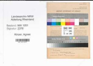 Entnazifizierung Agnes Kinzer , geb. 06.01.1915 ()