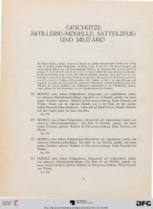 Geschütze, Artillerie-Modelle, Sattelzeug und Militario (Nr. 271-303)