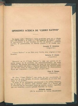 Opiniones acerca de "Cerro nativo"