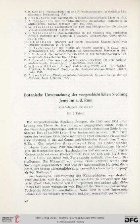 Botanische Untersuchung der vorgeschichtlichen Siedlung Jemgum a. d. Ems