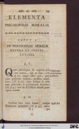 Elementa Philosophiae Moralis.