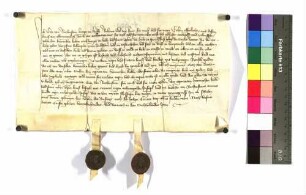 Götz von Bachenstein, Bürger zu Hall, bekundet: Er verkaufte um 10 Gulden rheinisch an Heinrich Keck, Bürger zu Hall, die Hube zu Gaugshausen (Gauchshusen) (Inhaber: Wecker, Gült: 4 Pfund Heller, 2 Herbsthühner, 1 Fastnachtshuhn - Dienst, Hauptrecht).