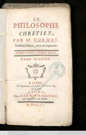 T. 1: Le Philosophe Chrétien