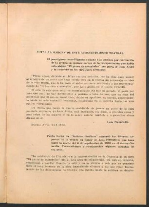 Notas al margen de este acontecimiento teatral