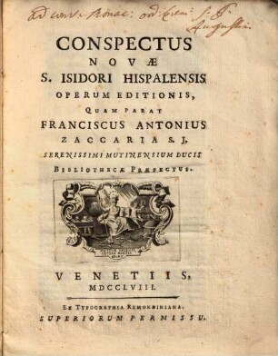 Conspectus novae S. Isidori Hispani operum editionis