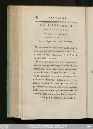 De L'Infinité De L'Espace, Gradation Et Harmonie Des Corps Cèlestes, Qui Y Dècrivent Leurs Orbites.