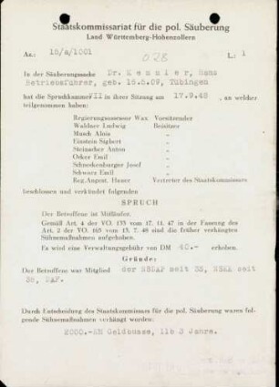 Kemmler, Hans, Dr.
