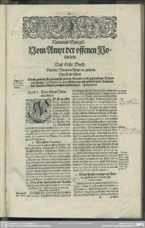 Das Erste Buch. Von der Notarien Ampt in gemein