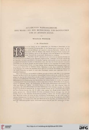 Augsburger Waffenschmiede, ihre Werke und ihre Beziehungen zum kaiserlichen und zu anderen Höfen, [1]