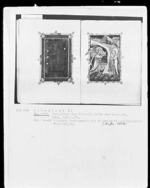 Evangeliar mit Capitulare der Äbtissin Hitda — Verkündigung, Folio 20recto