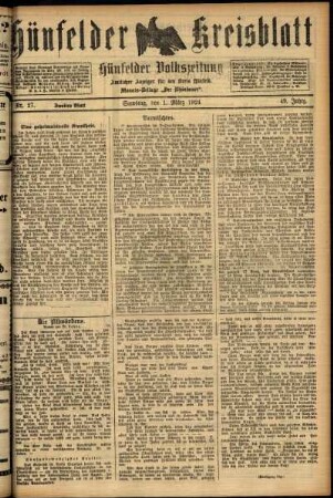 Zweite Ausgabe vom Samstag, den 01. März 1924.
