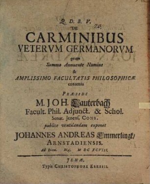 De carminibus veterum Germanorum