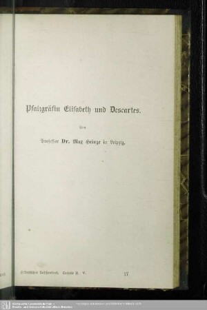 Pfalzgräfin Elisabeth und Descartes.