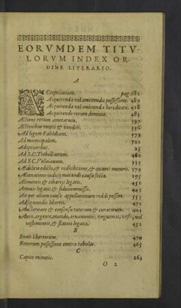 Eorumdem Titulorum Index