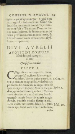 Divi Aurelii Augustini Confess. libri decimi compendium.