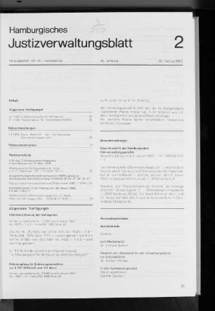 Neue Anschrift des Hamburgischen Oberverwaltungsgerichts