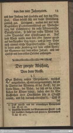 Der zweyte Abschnit, Von dem Reiffe