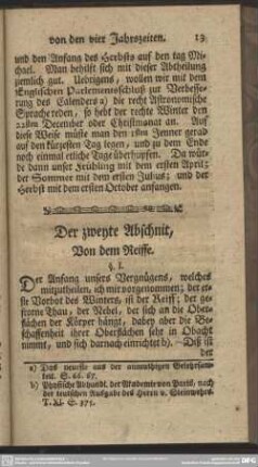 Der zweyte Abschnit, Von dem Reiffe