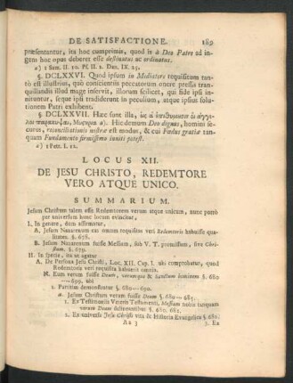 Locus XII. De Jesu Christo, redemtore Vero Atque Unico