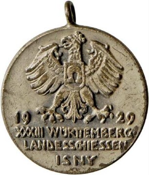 Medaille auf das 33. Württembergische Landesschießen in Isny, 1929