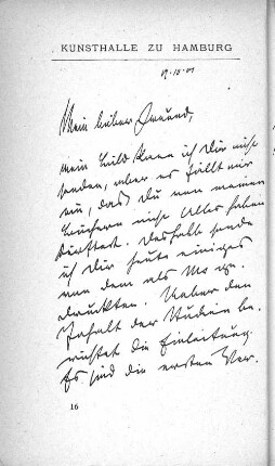 Kunsthalle zu Hamburg Brief